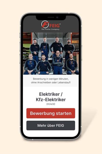 Feig Recruiting Funnel auf einem Smartphone