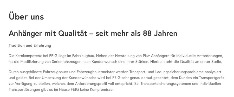Webseite FEIG Fahrzeugbau