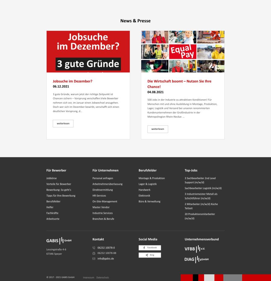 Webseite GABIS Jobvermittlung