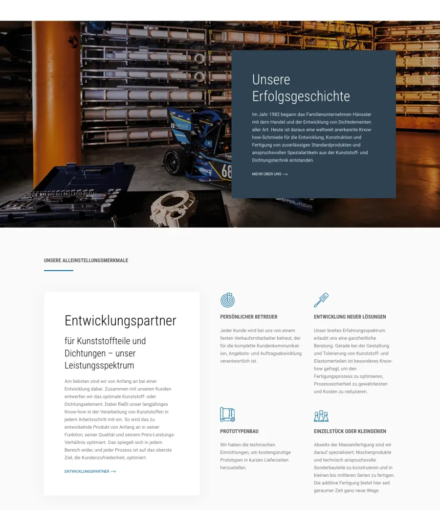 Webseite Hänssler Kunststoff & Dichtungstechnik