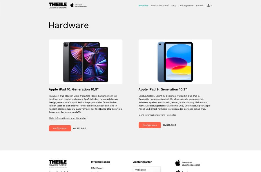 Webseite iPad Schule