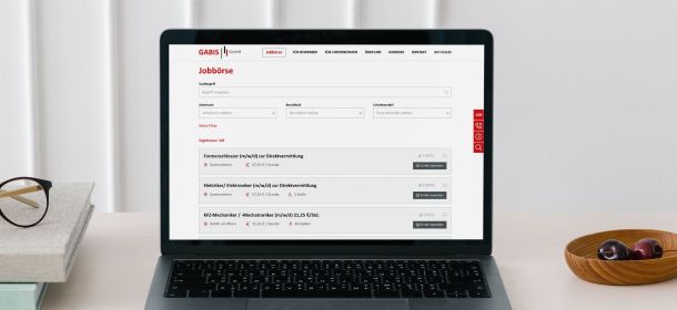Gabis Jobboerse auf einem Laptop