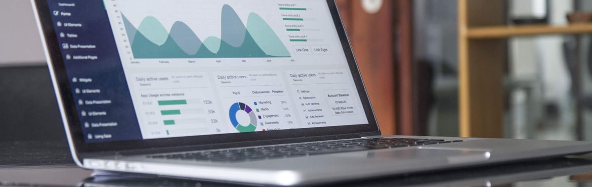 Laptop mit Statistik Webseite