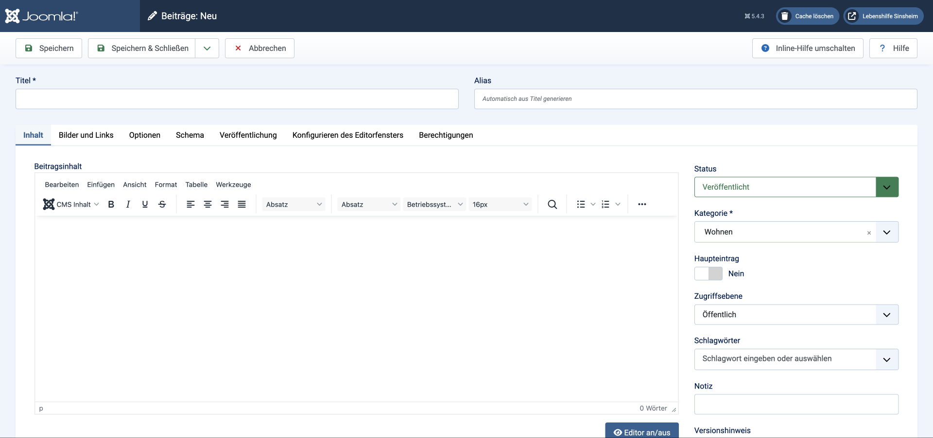 Seite erstellen Joomla CMS