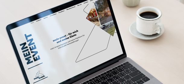 Webseite Mein Event auf einem Laptop