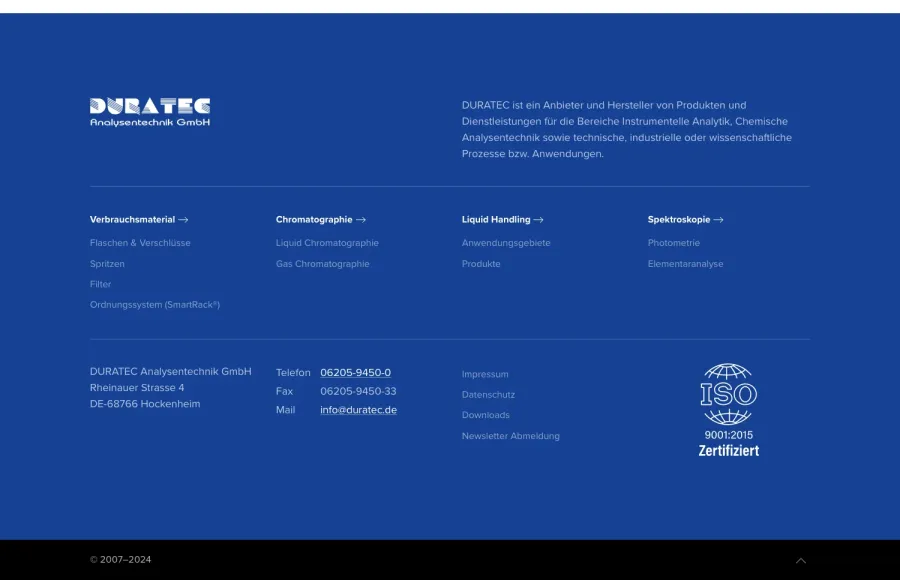 Webseite Duratec