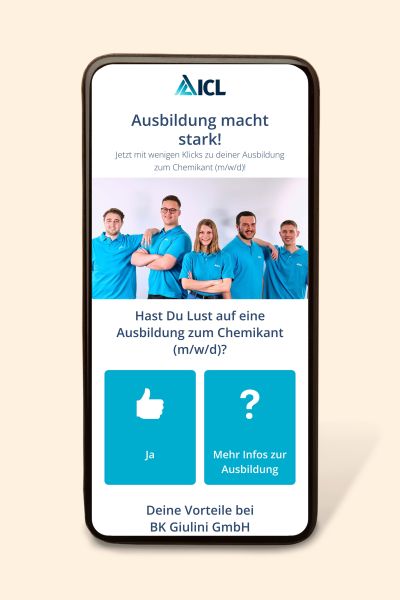 ICL Recruiting Funnel auf einem Smartphone