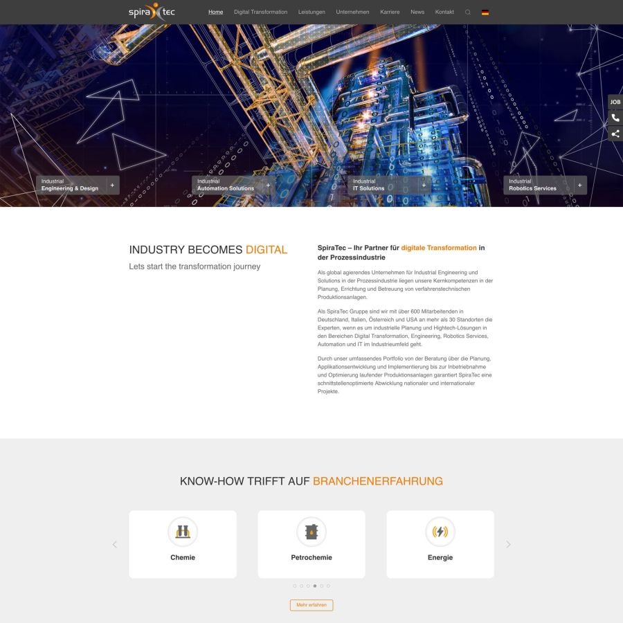 Webseite SpiraTec Automationsunternehmen