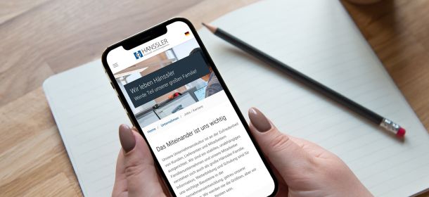 Karriereseite auf einem Smartphone