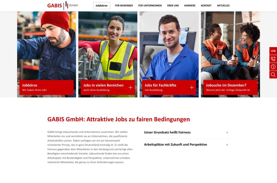 Webseite GABIS Jobvermittlung
