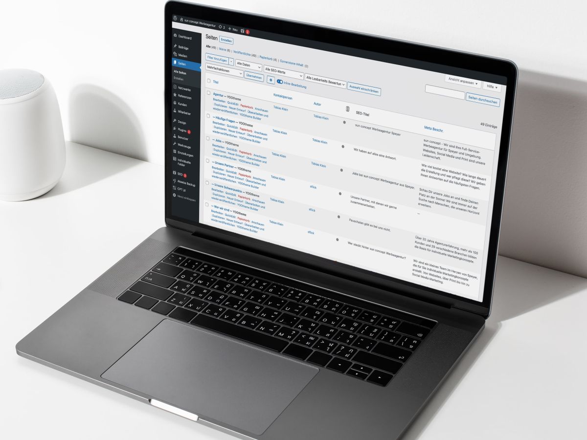 Wordpress auf einem Laptop